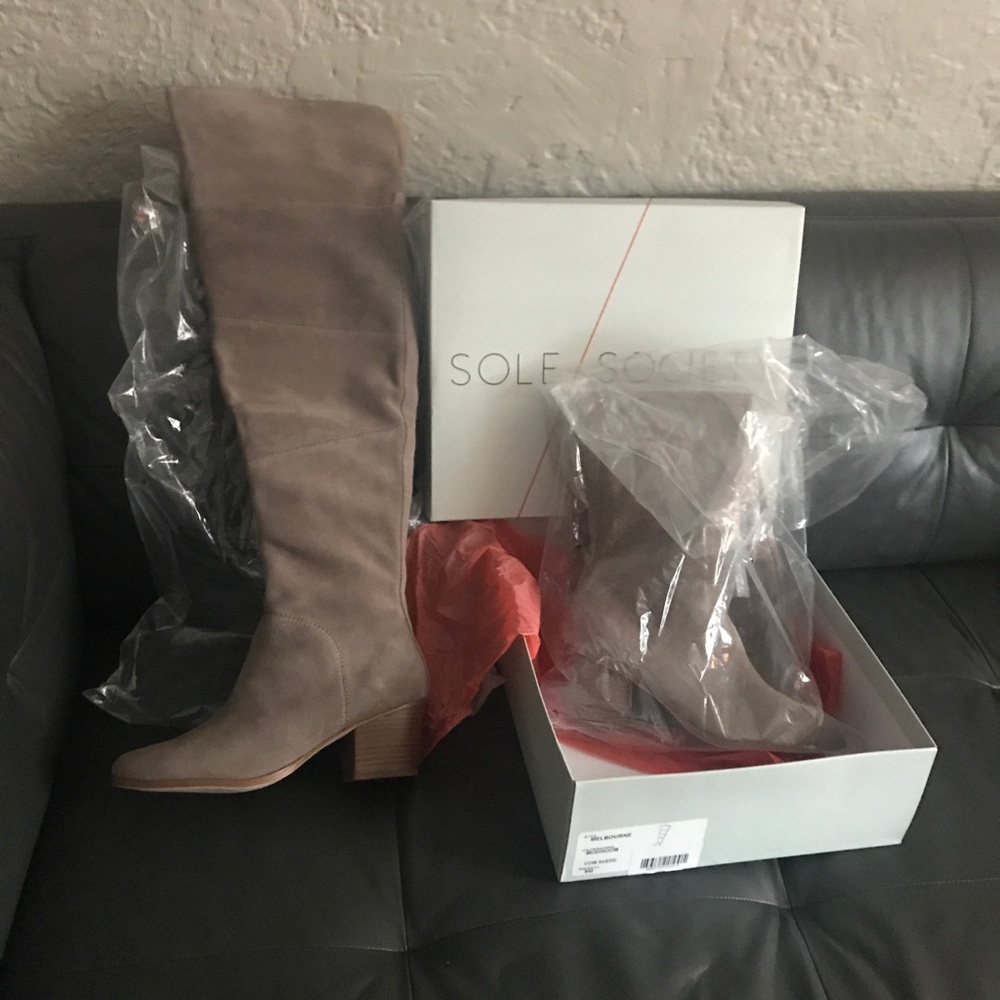 NIB over the knee gray suede boots